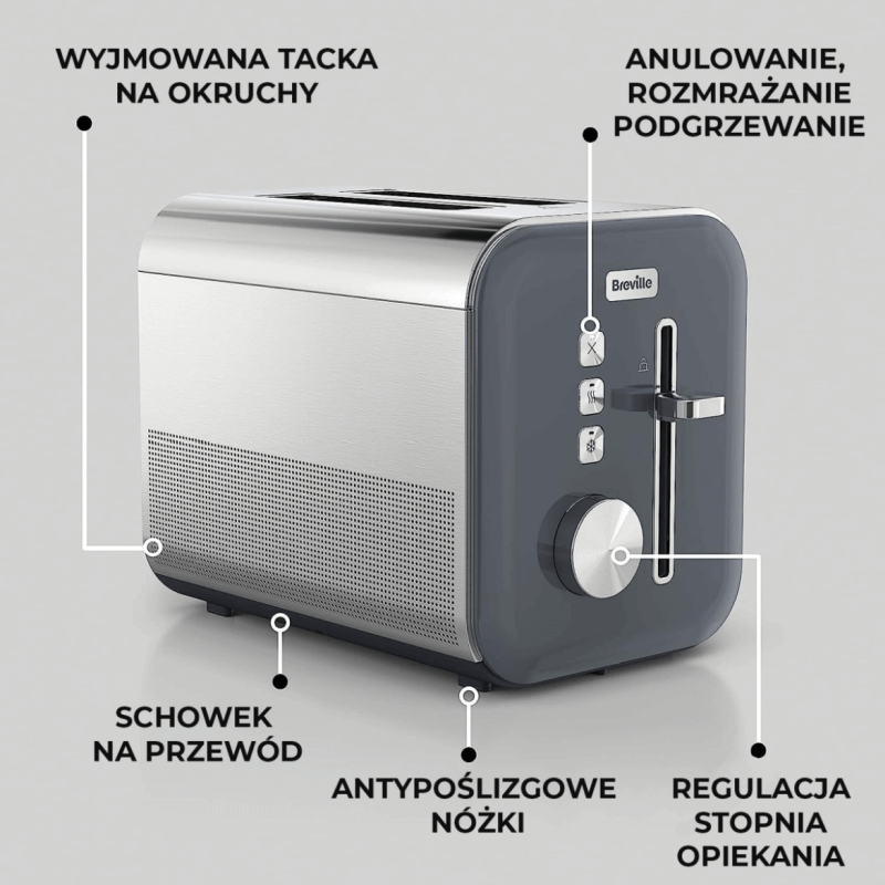 Funkcjonalności tostera Breville High Gloss na 2 kromki